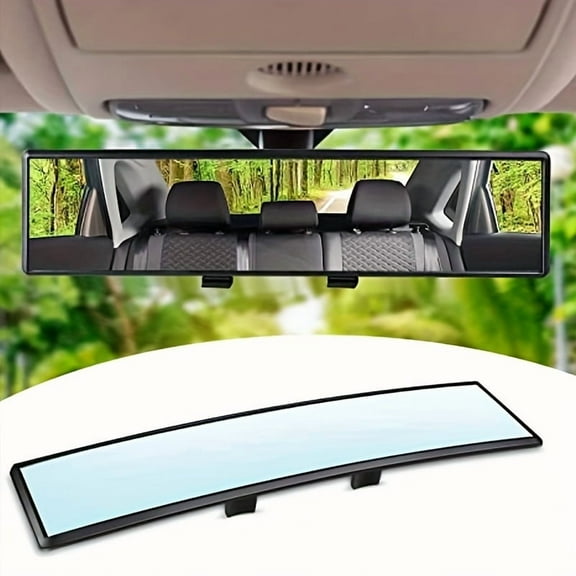10.6Inch Universal Panoramic Rear View Mirror - Clip On Wide Angle Mirror to Reduce Blind Spots in Cars.