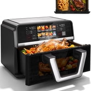 11QT Dual Basket Air Fryer Oven, Digital Control, Clear-View Window, Versatile Air Fryer for Roasting, Baking, Reheating Healthy Meals