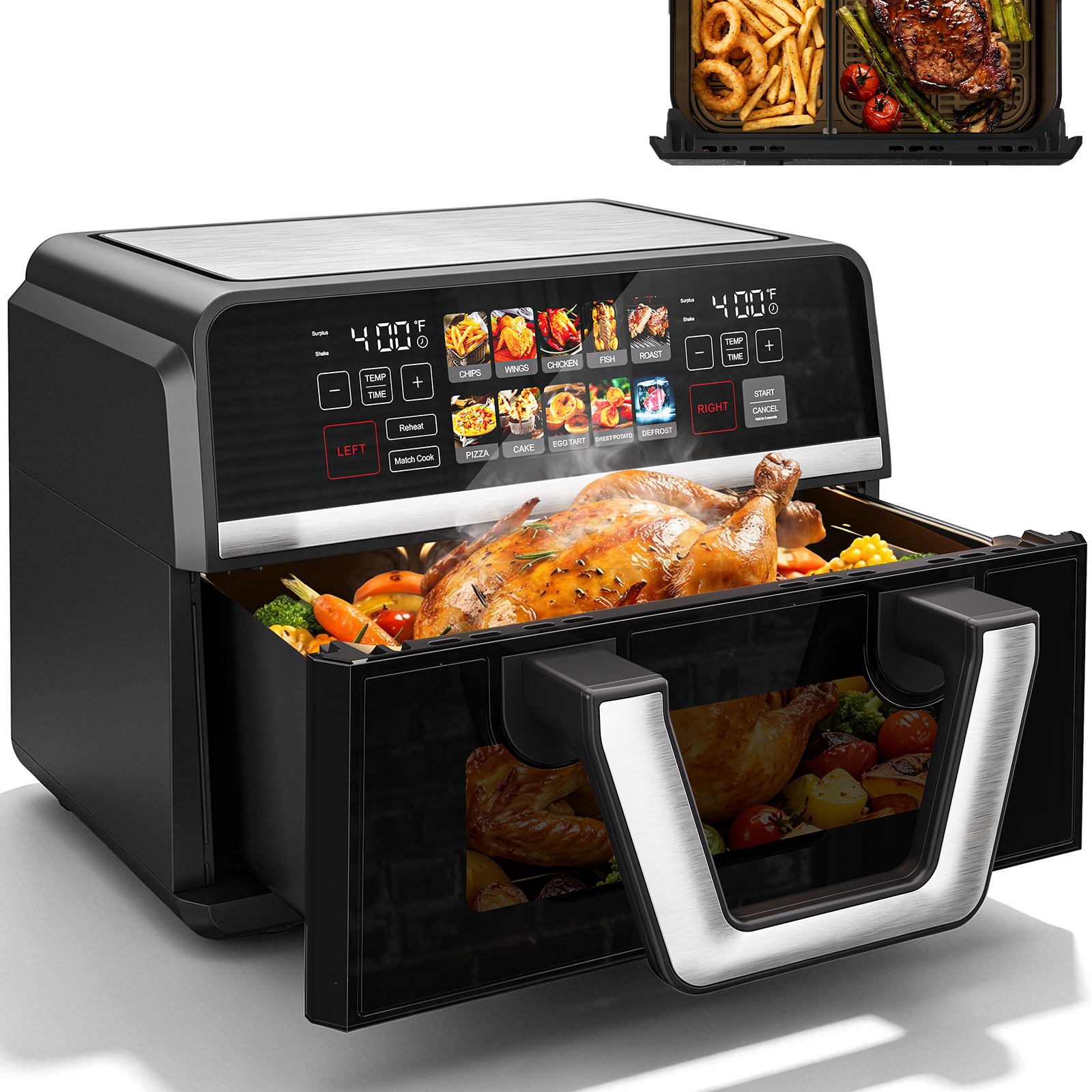 10 6QT Dual Basket Air Fryer Oven Digital Control Clear View Window Versatile Air Fryer For Roasting Baking Reheating Healthy Meals: What We Checked First