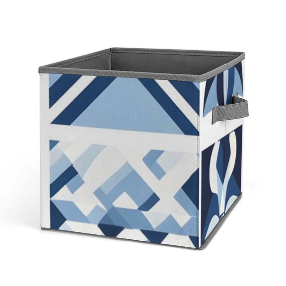10.6in Folding Storage Box Solid Material Handle On Both Sides For Easy Storage Of Books Toys Clothes Towels And Socks AliceBlue Geometric Patterns_2