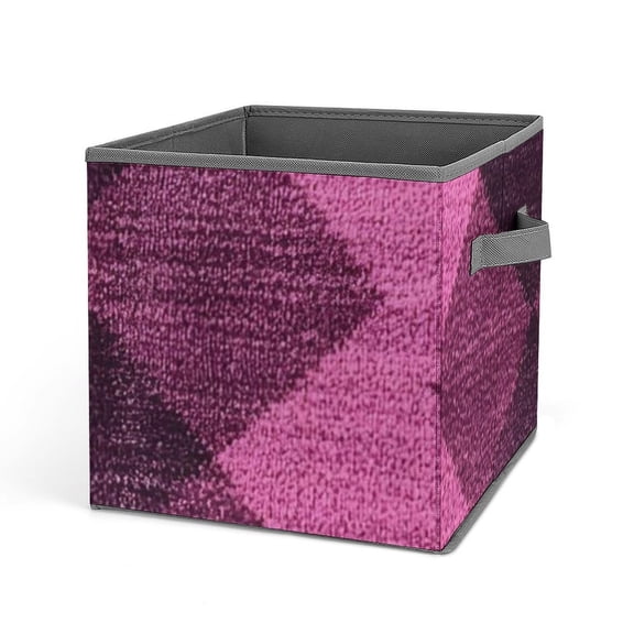 10.6in Folding Storage Box Solid Material Handle On Both Sides For Easy Storage Of Books Toys Clothes Towels And Socks Argyle Plaid Magenta_2