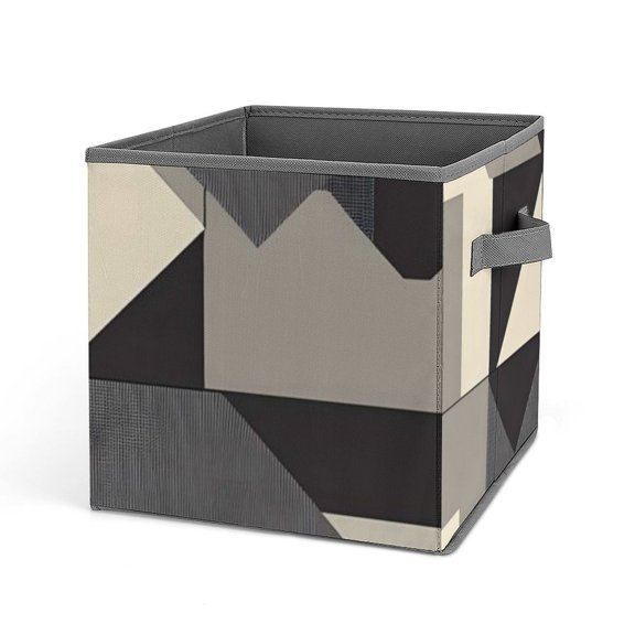 10.6in Folding Storage Box Solid Material Handle On Both Sides For Easy Storage Of Books Toys Clothes Towels And Socks Dark Gray Geometric Patterns_1 (4)