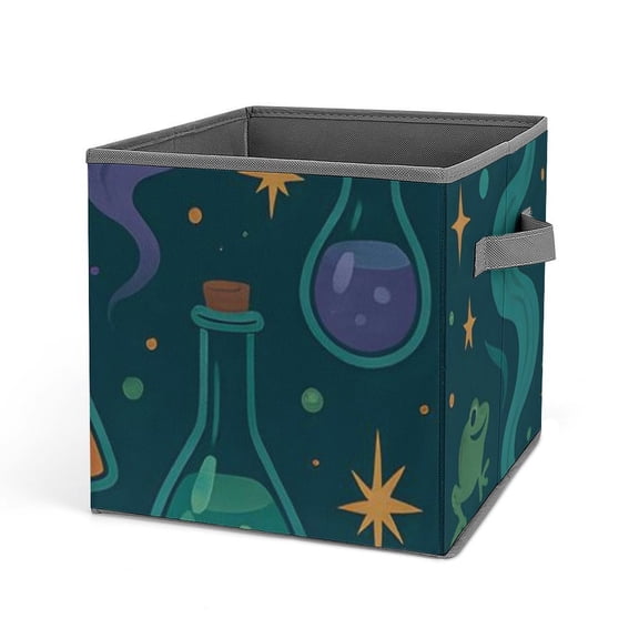 10.6in Folding Storage Box Solid Material Handle On Both Sides For Easy Storage Of Books Toys Clothes Towels And Socks Magical Potion Halloween Pattern