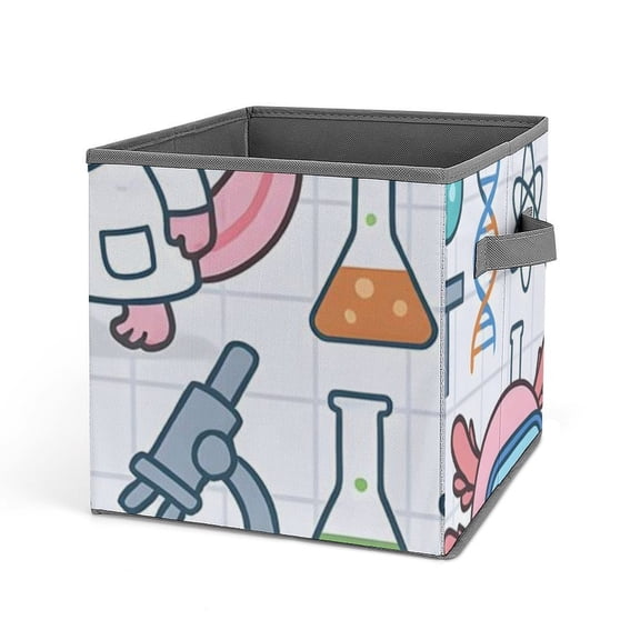 10.6in Folding Storage Box Solid Material Handle On Both Sides For Easy Storage Of Books Toys Clothes Towels And Socks Science Lab Axolotls - Educational Play