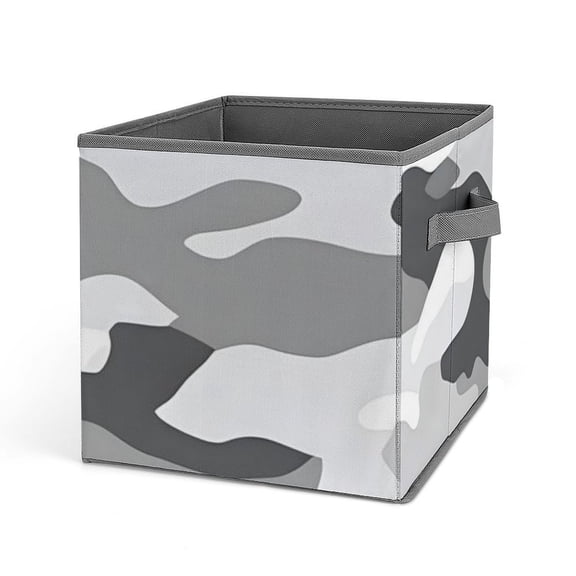 10.6in Folding Storage Box Solid Material Handle On Both Sides For Easy Storage Of Books Toys Clothes Towels And Socks Vector Camouflage Pattern Gray_2
