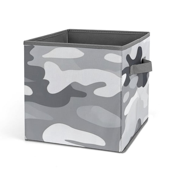 10.6in Folding Storage Box Solid Material Handle On Both Sides For Easy Storage Of Books Toys Clothes Towels And Socks Vector Camouflage Pattern Gray_3