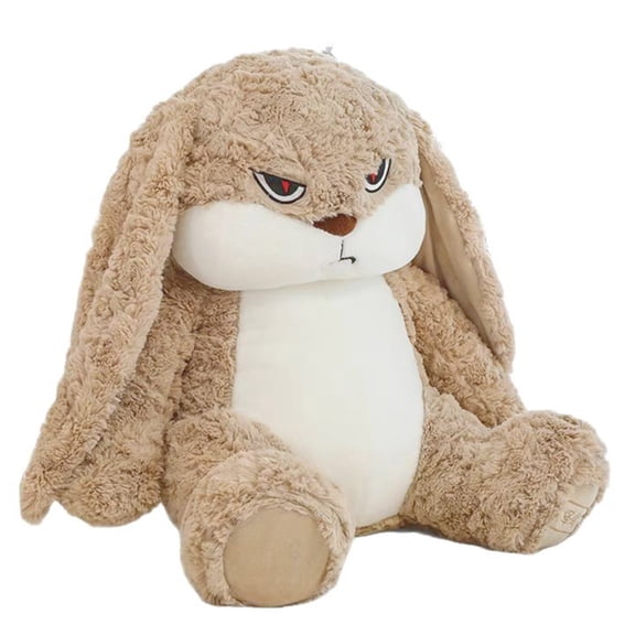 10.6in Grumpy Bunny Plush Doll, Fluffy Rabbit Stuffed Animal with Unique Angry Expression, Soft Huggable Material, Ideal for Sofa, Bedroom & Car Decor, Easter Gift