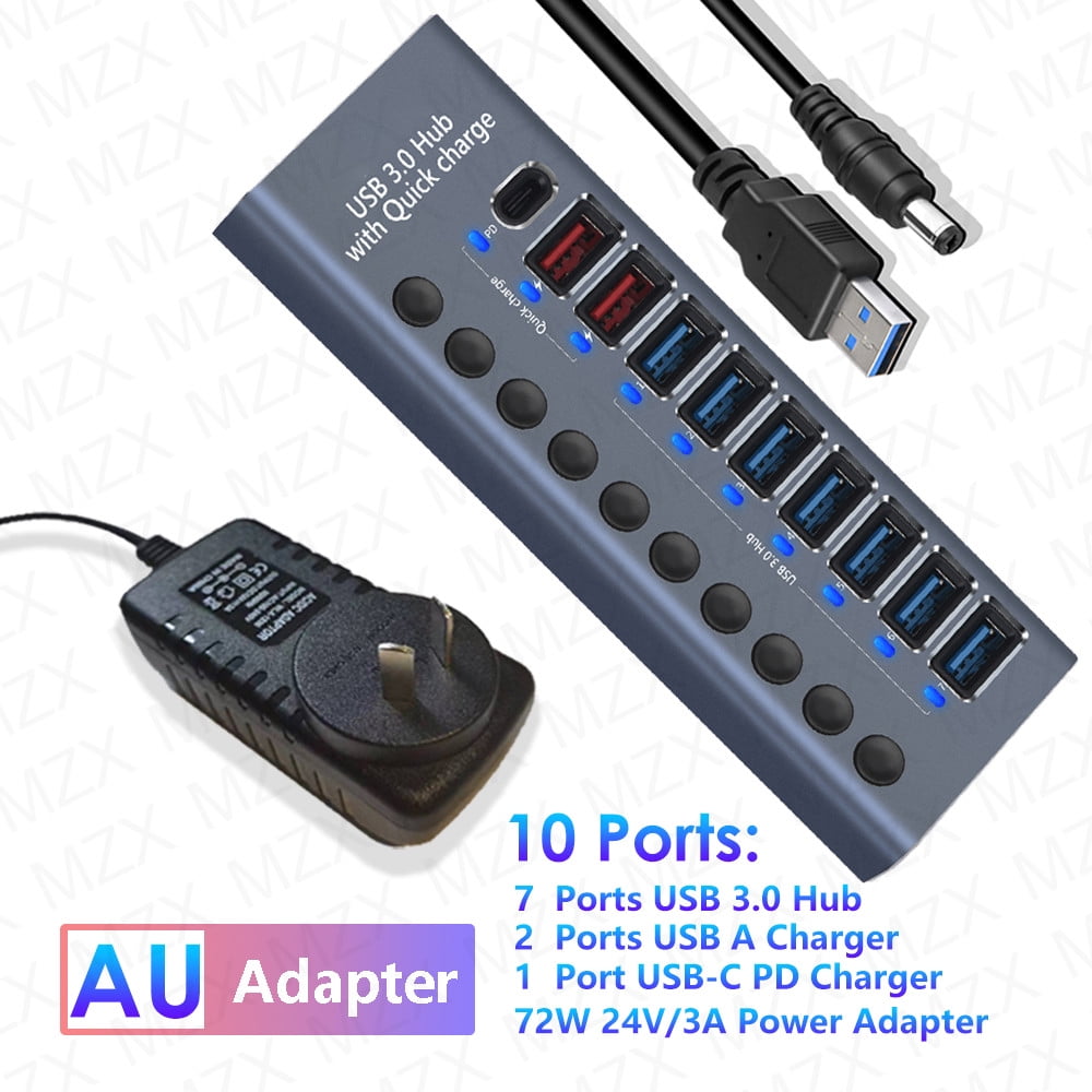 10 7 4 Ports USB Hub 3.0 Aluminum Multi Splitter Concentrator A PD ...
