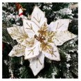 10.7’’ Large Glitter Christmas Flowers 6 Pcs Artificial Poinsettia