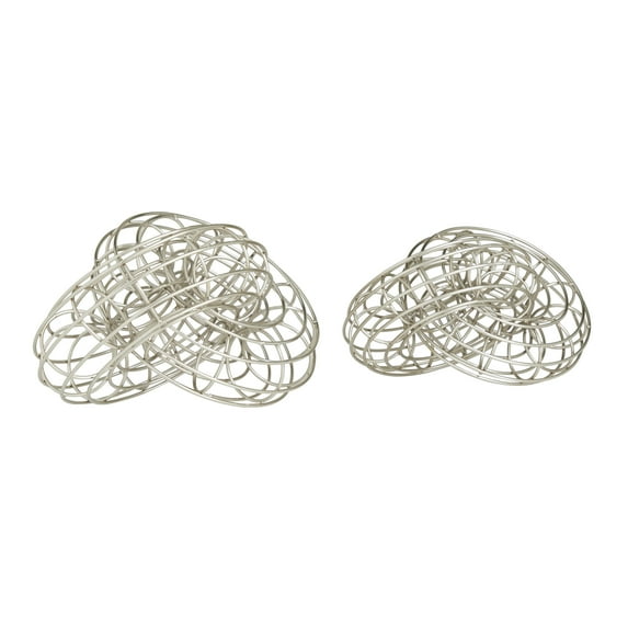 10", 7"W Silver Metal Wire Chain Sculpture, by DecMode (2 Count)