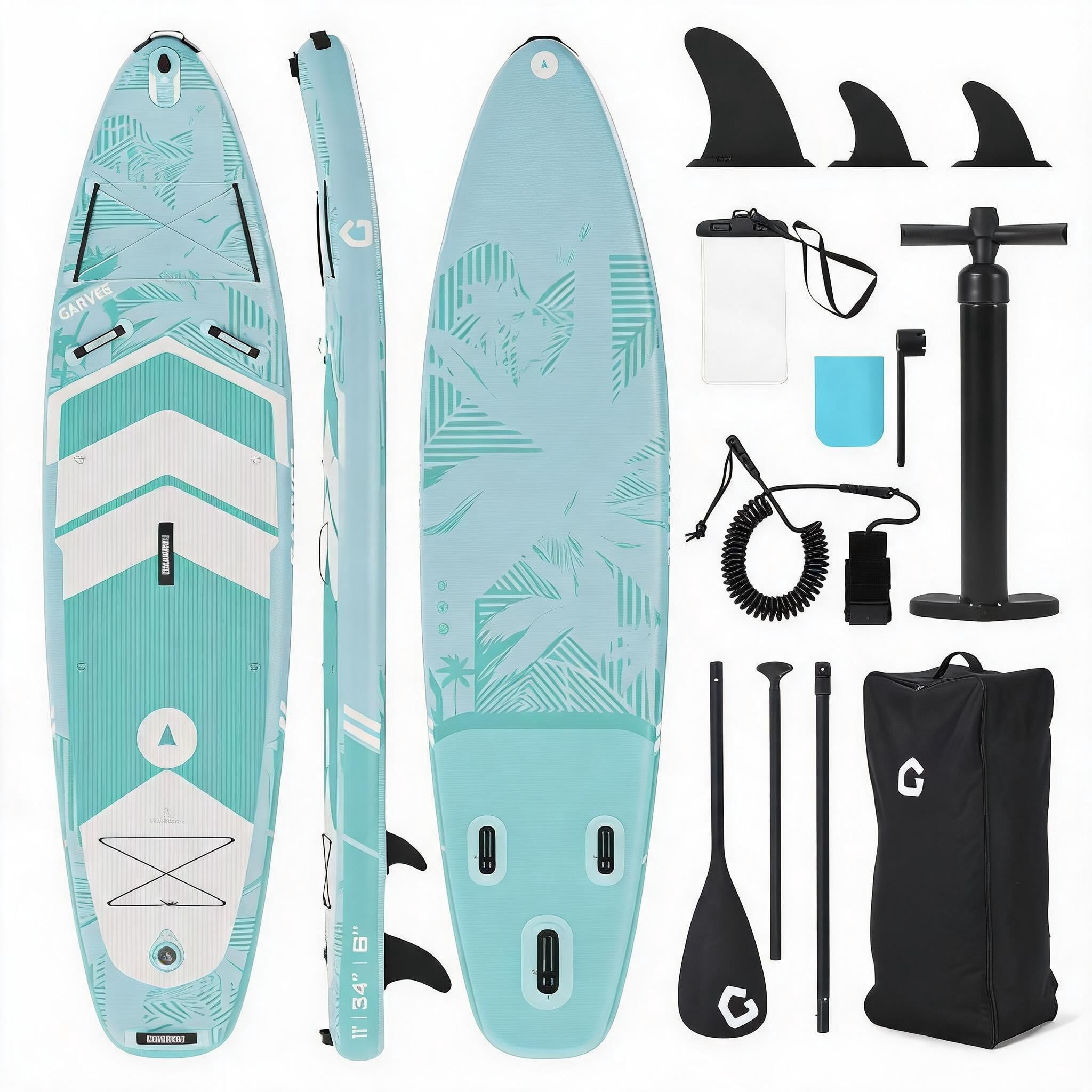 10'7" x 32" x 6" Inflatable Stand Up Paddle Board with Wide Stable Design for All Skill Levels, 450LB High Weight Capacity for Beginners, Large Paddle with Camera Mount
