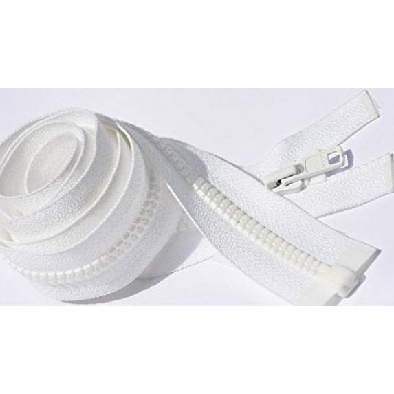 10" - 72" Vislon Zipper YKK #3 Light Weight Molded Plastic Separating Color 501 White By Each (Length 39 inches)