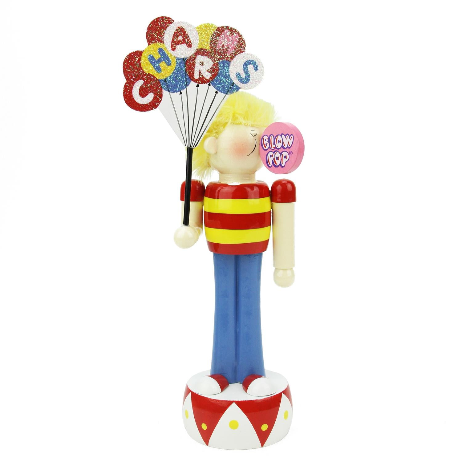 10.75" Decorative Charms Blow Pop Wooden Boy Christmas Figure