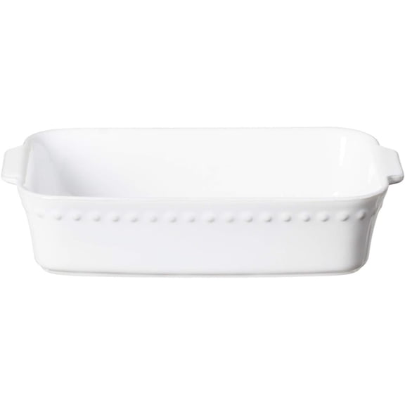 10.75" x 6.75" Rectangular Baker - Pearl Collection, White | Oven & Dishwasher Safe Bakeware | Food Safe Glazing | Restaurant Quality Dinnerware