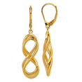 thumbnail image 1 of 14k Solid Yellow Gold Polished Textured Infinity Leverback Earrings 45.18x10.75mm Wide Stud Earring for Women, 1 of 2