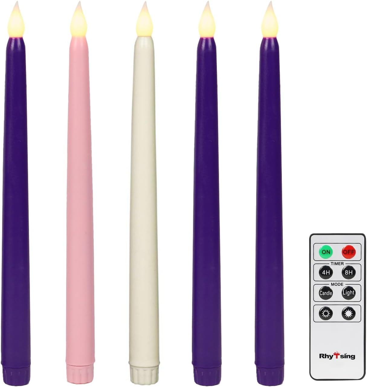 10.8 Advent Flameless Taper Candles with Timer Battery Operated