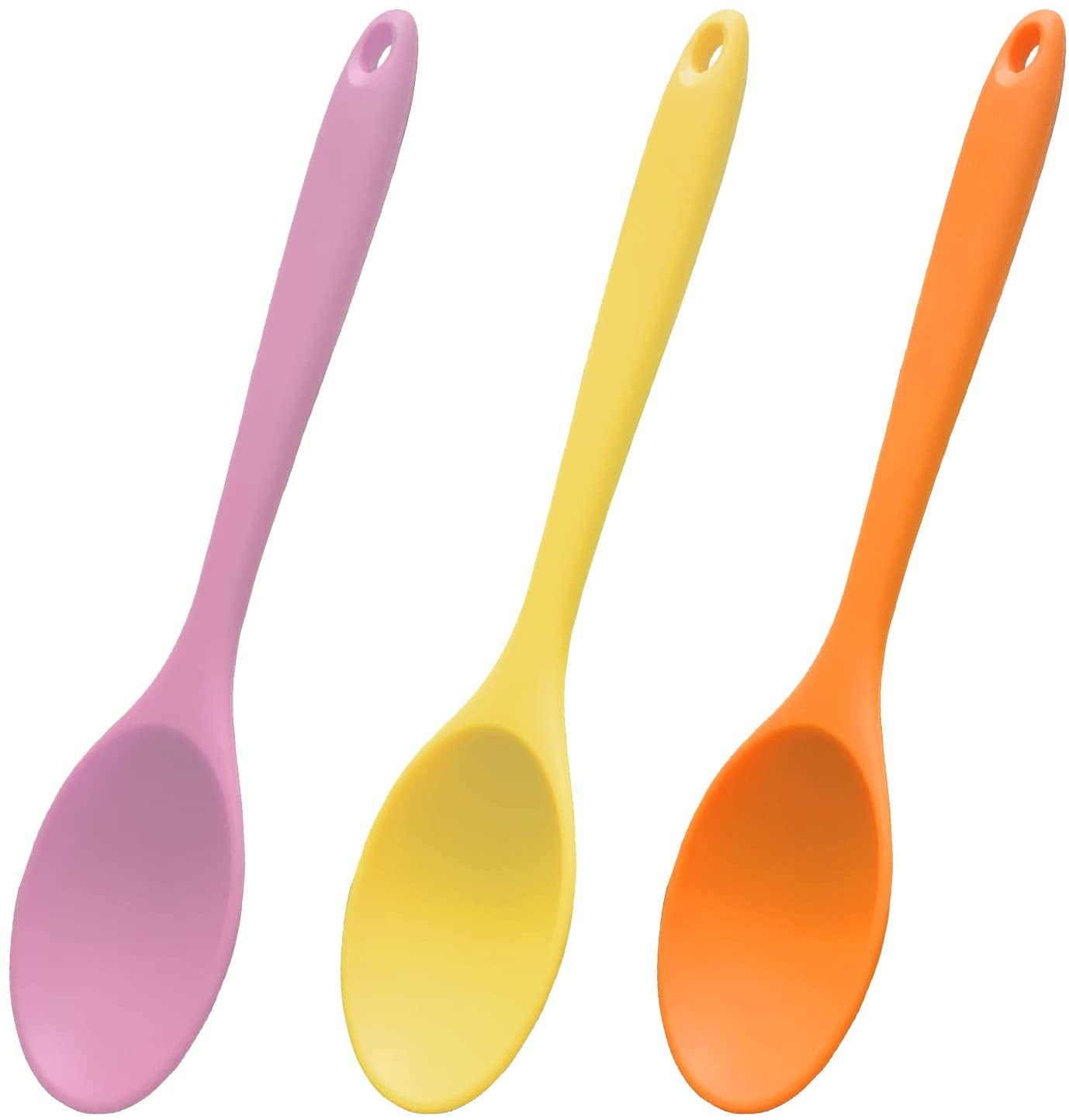 10.8 Inch Kitchen Cooking Spoons Silicone Mixing Spoons Non-Stick Serving  Spoon, Set of 3 (Red Blue Green) 