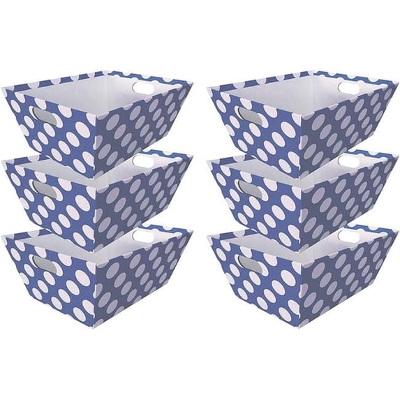 10.8 in. Paper Basket with Dot, Blue - Pack of 6