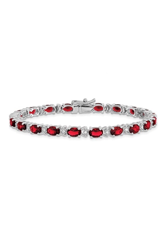 Gem & Harmony 10.80 Carat (Ctw) Lab-Created Ruby Bracelet in 14K White Gold for Women
