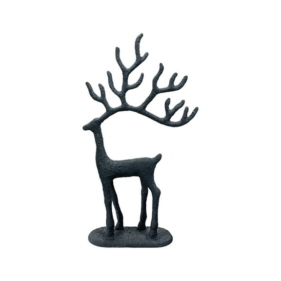 10.83" Reindeer Figurine Christmas Decorations, Modern Reindeer Statues, Cast Aluminum Deer Sculpture Accent Figurine, Christmas Tabletop Ornaments for Mantel Fireplace Living Room Bedroom Home Decor