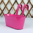 thumbnail image 1 of 10.8Inch/27cm Metal Hanging Oval Planter Bucket with Detachable Hooks, Iron Railing Flower Pot for Balcony, Fence and Garden Decor, 1 of 9