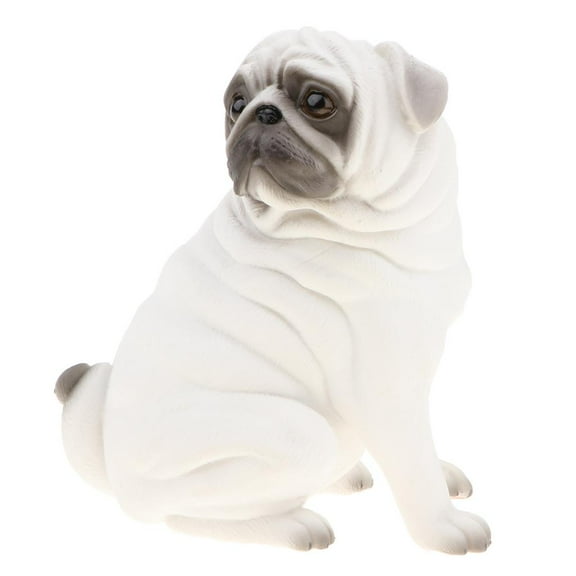 10.8cm Lifelike Dog Model Figurines toy for kids Gift Home Office Decor - White Pug
