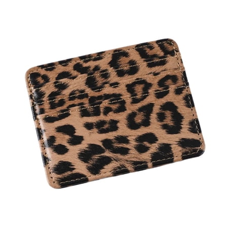 10*8cm Thin Leopard Print PU Leather Business Slim Classics Multi-Slot ID Card Wallet Case Purse