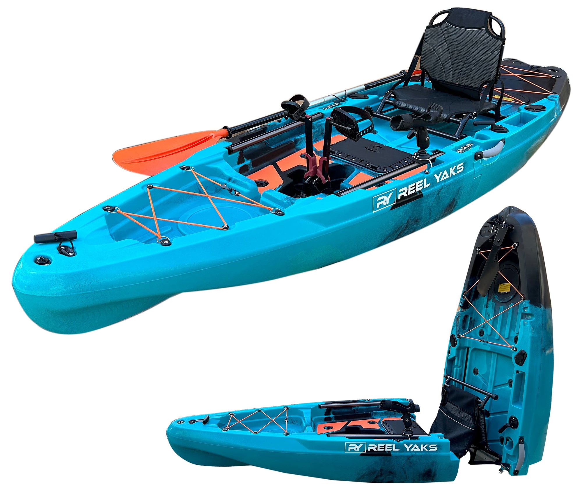 10.8ft Rapido Modular Fin Drive Fishing Kayak | Super Lightweight, 400lbs Capacity | Easy to Store - Easy to Carry | Beats Inflatables | No roof Racks - no Wall Racks