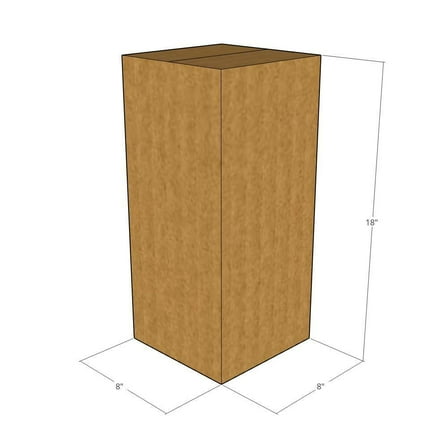 8x8x18 Kraft Brown Corrugated Shipping Boxes, 32 ECT Single-Wall, Qty 10