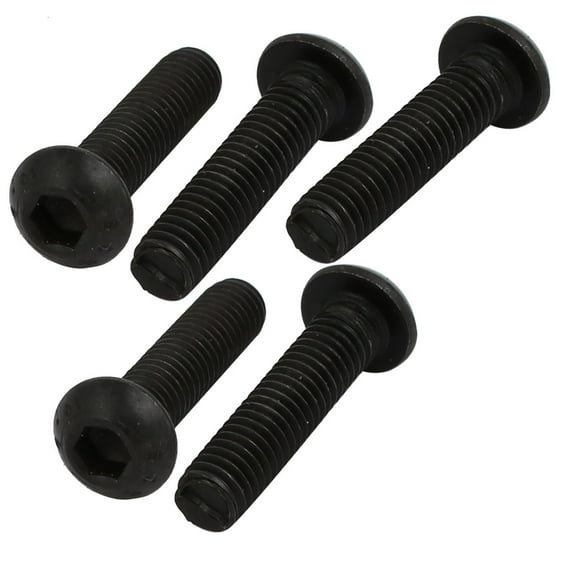 10.9 Grade M6x25mm Round Head Inner Hex Socket Left Hand Thread Bolt 5pcs