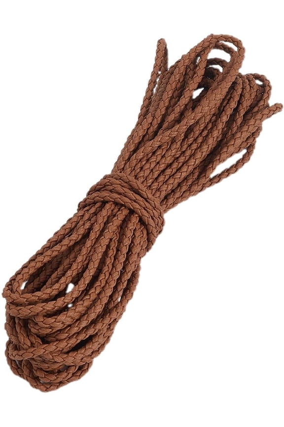 10.9 Yards 3mm Round PU Leather Necklace Straps Brown Leather Cord Bolo Tie String Leatherette Strip Strap