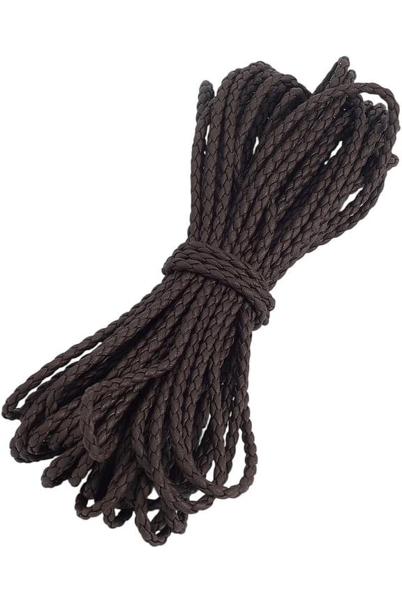 10.9 Yards Brown Leather Cord 3mm Round PU Leather Necklace Straps Bolo Tie String Leatherette Strip Strap