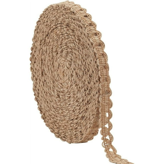 10.9 Yards Burlap Ribbon 3/8 inch Braid Trim Lace Ribbon Natural Jute Burlap Lace Craft Ribbon Rope for Costume Hat Shoes Chair Wine Bottles Gift Wrapping Home Decor