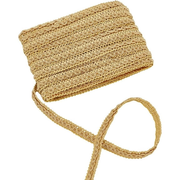 10.9 Yards Gold Gimp Braid Trim 1/2 inch Polyester Woven Fabric Trim Curtain Trim Upholstery Trim for Sewing Costume DIY Crafts Upholstery Slipcover Decoration