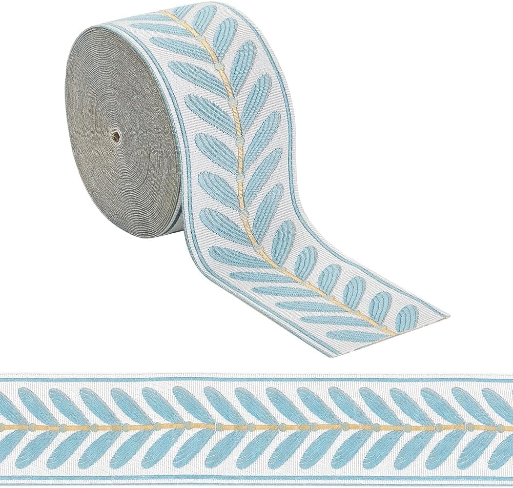 Leaf Pattern Ribbon 10.9 Yards Jacquard Ribbon Trim 2.4 Inch Leaf Pattern Jacquard ...