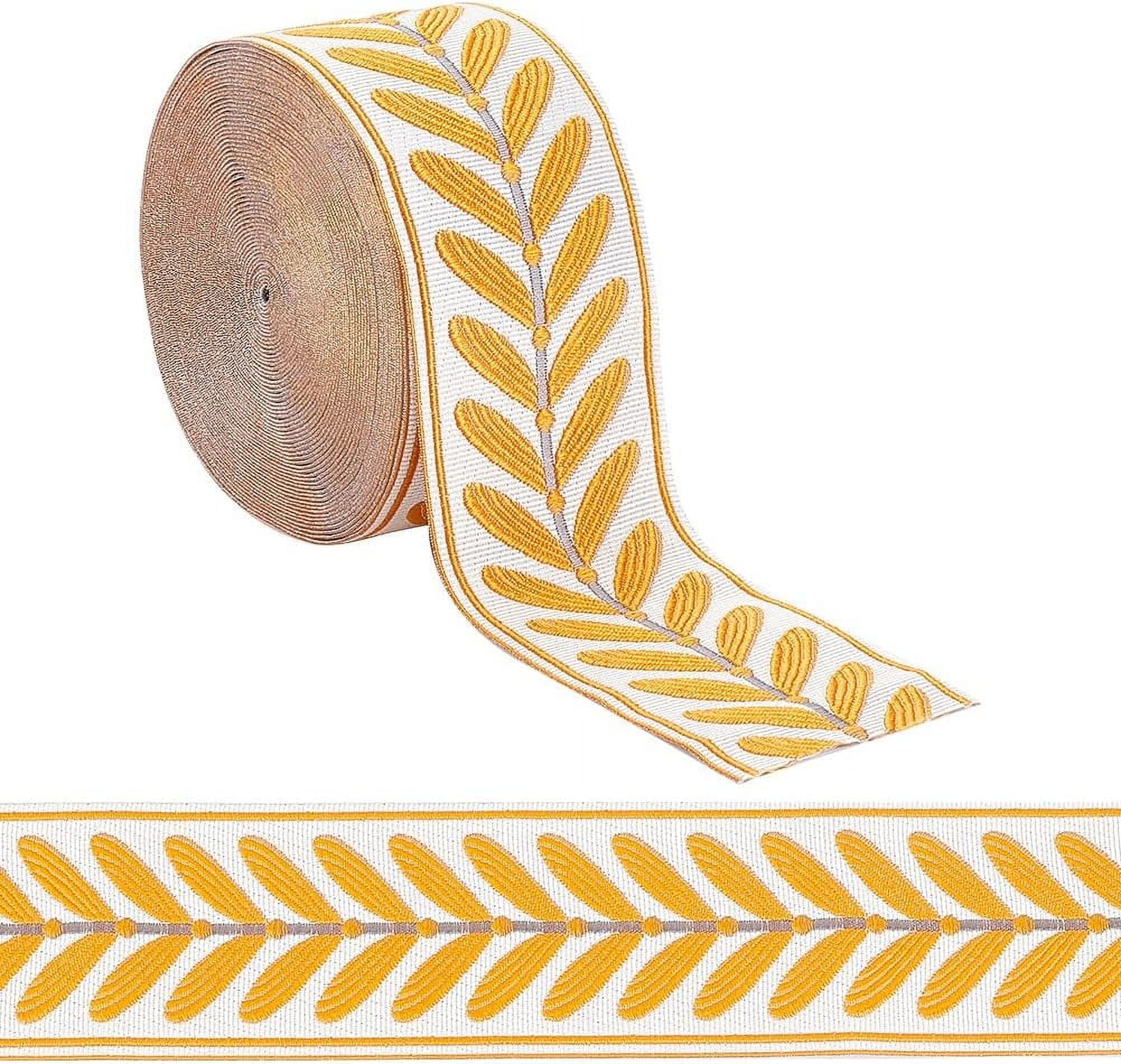 Leaf Pattern Ribbon 10.9 Yards Jacquard Ribbon Trim 2.4 Inch Leaf Pattern Jacquard ...