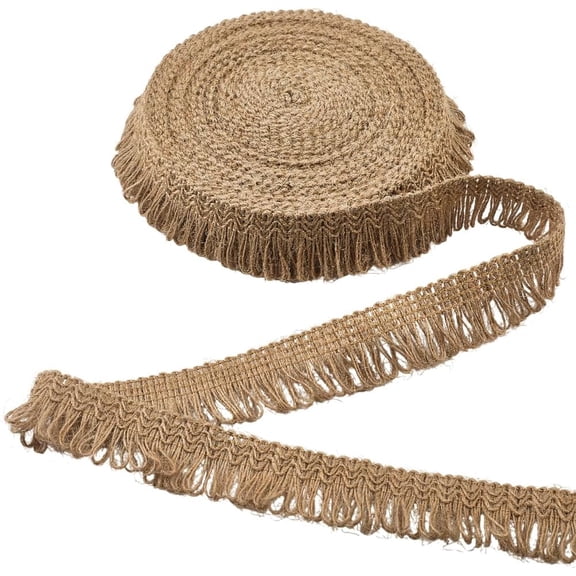 10.9 Yards Jute White Lace Trims Tape Burlap Fringe Tassel Trim Ribbon 1.2 Inch Wide Boho Knotted Decoration Trimming Chainette Fibre Tan Accessories
