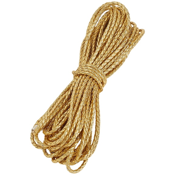10.9 Yards PU Leather Cord 3mm Metallic Round Bolo Leather String Gold Leatherette Strip Braiding Trimming Straps DIY