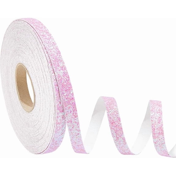 10.9 Yards Pink Glitter Ribbon 3/8" Sequin Sparkling Pearlescent Ribbon Balloon String Shiny