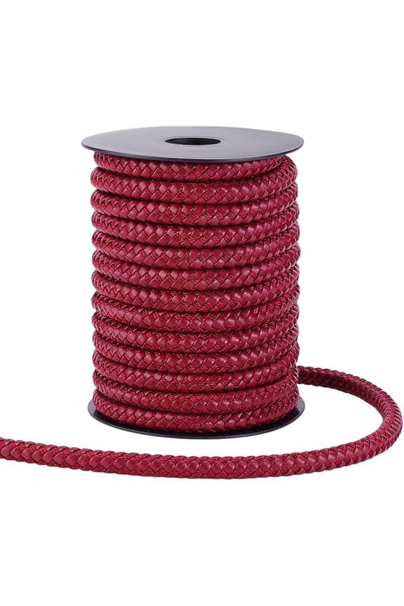 10.9 Yards Round Imitation Leather Cord 8mm Leather Rope Strap String for Bolo Tie Shoelace Bracelet Necklace Jewelry Making Bag Strap Dark Red Dark Red 1roll