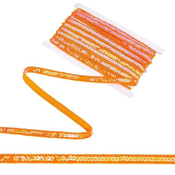 10.93 Yards 1/2 Inch Orange Sequin Trim Roll Sparkly Braid Spangles Strips Glitter Round Flat Beaded Paillettes Fabric Ribbons