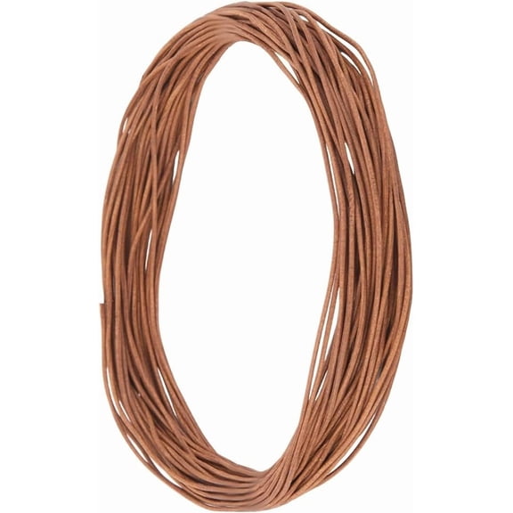 10.94 Yards 1.5MM Cowhide Genuine Leather String Cord for Jewelry Making Round Light Brown Thin Real Leather Strip Rope Braiding Strip Thread for Crafting Necklace Bracelets Wraps Beading Peru