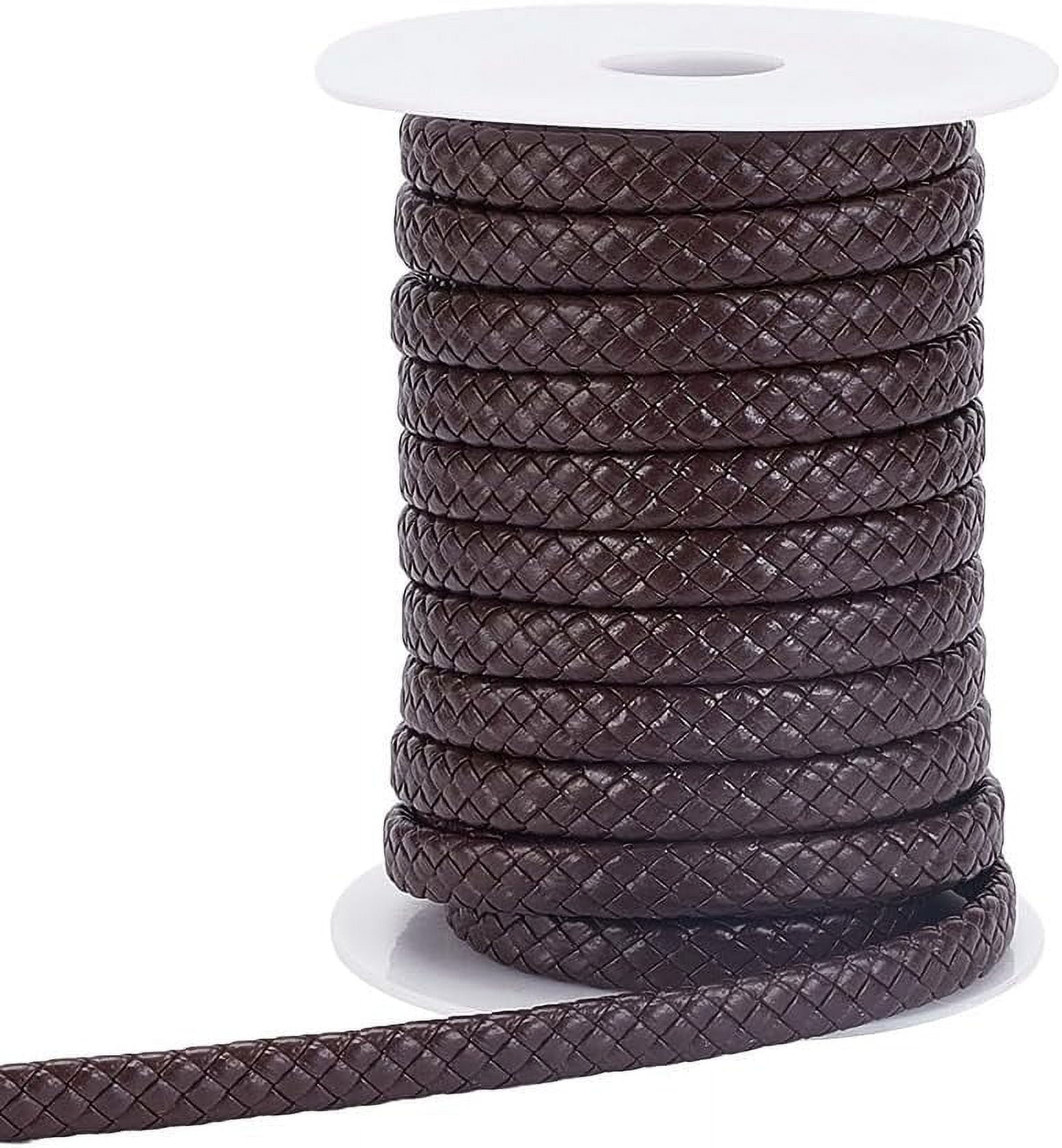 10.94 Yards(10m) Leathers Cord 9mm Wide Coconut Brown 8-Ply Plaited ...