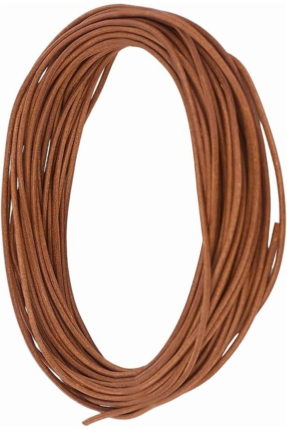 10.94 Yards 1MM Round Cowhide Genuine Leather Cord for Jewelry Making Light Brown Real Leather String Lace Cording Rope Braiding Strip Thread for Crafting Necklace Bracelets Wraps Beading