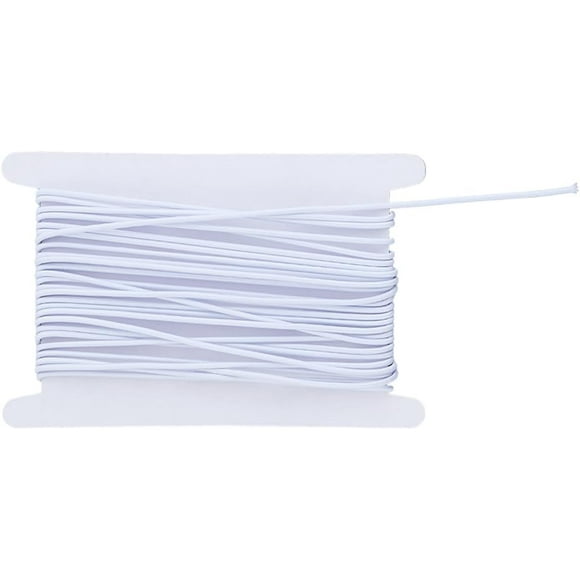 10.94 Yards 2.8mm Elastic Cords White Round String Cords Bungee Shock Cord Elastic Fiber Cords for Hats Tents Mesh Pockets