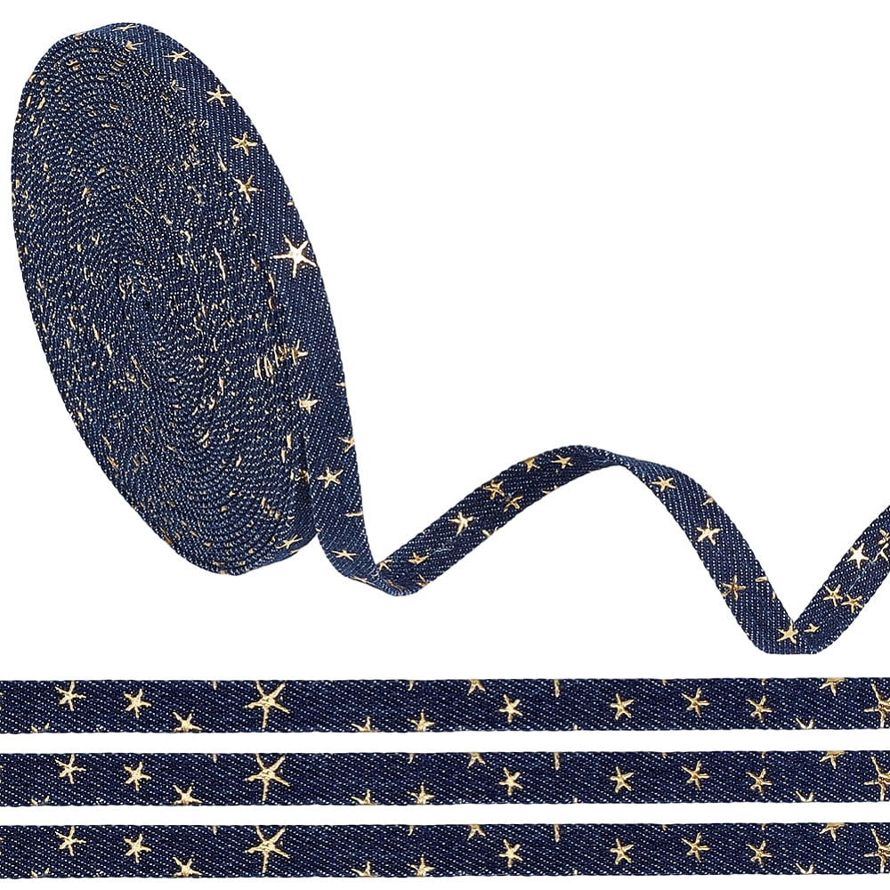 10.94 Yards 3/8 Inch Dark Blue Denim Ribbon Applique Patriotic Gold ...