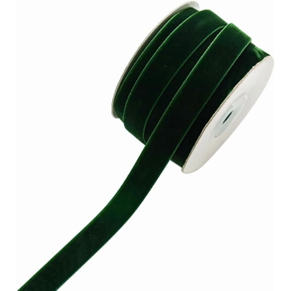 10.94 Yards 5/8 Inch Dark Green Valentines Velvet Ribbon Single Face Vintage Christmas Garland Wreath Woven Trim Soft Wedding Ribbons for Sewing Making Gift Wrapping Party Decors