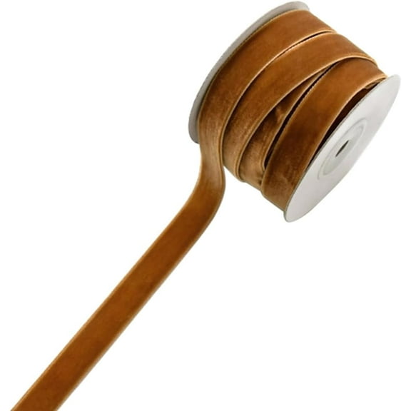 10.94 Yards 5/8 Inch Light Brown Velvet Ribbon Single Face Vintage Christmas Thin Assorted Wedding Garland Wreath Valentines Woven Ribbons for Sewing Making Gift Wrapping Party Decor