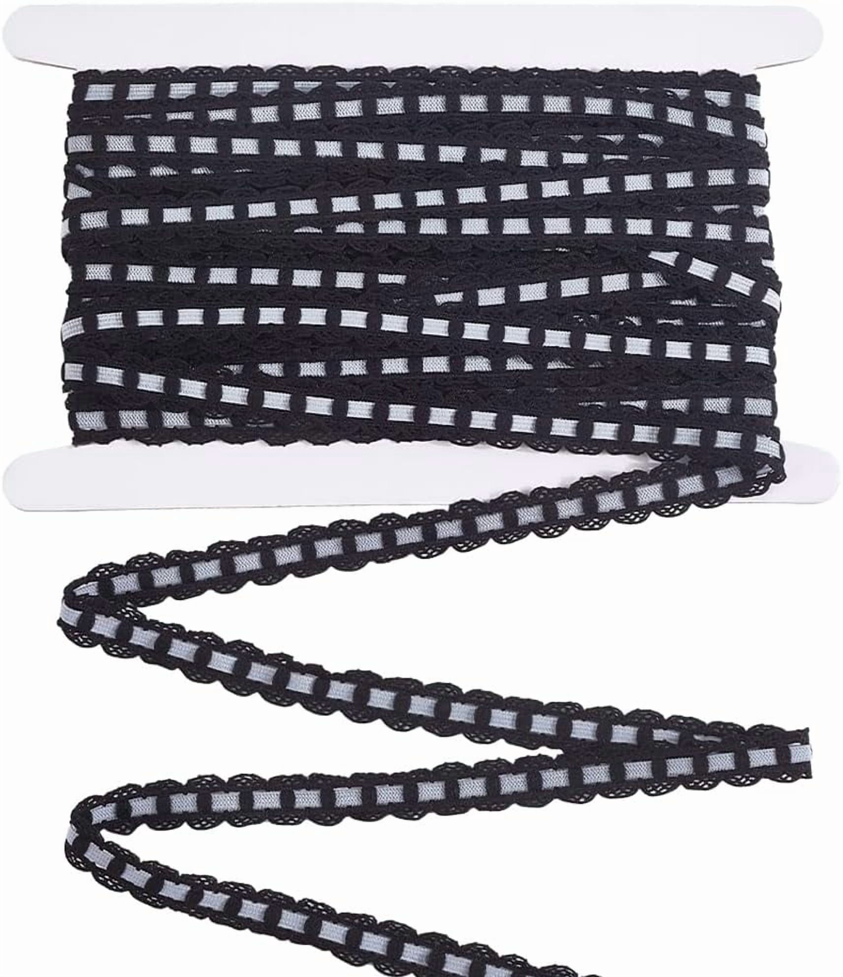 Lace Strp Ribbon 10.94 Yards Black Lace Elastic Ribbon Nylon Laces Trim Weaving Strips ...