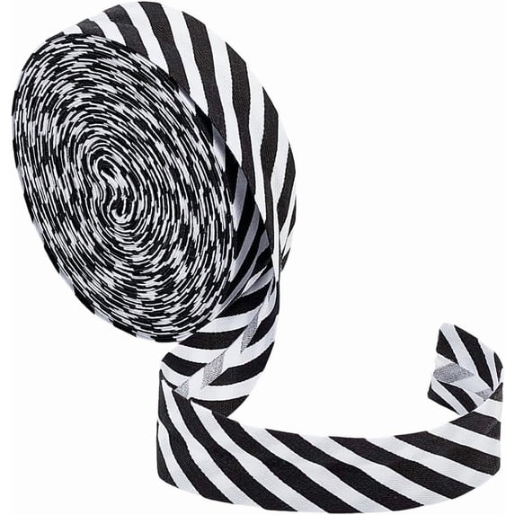 10.94 Yards Black White Stripe Bias Binding 7/8 Inch Wide Christmas Striped Ribbon Polyester Twill Striped Piping Ribbon